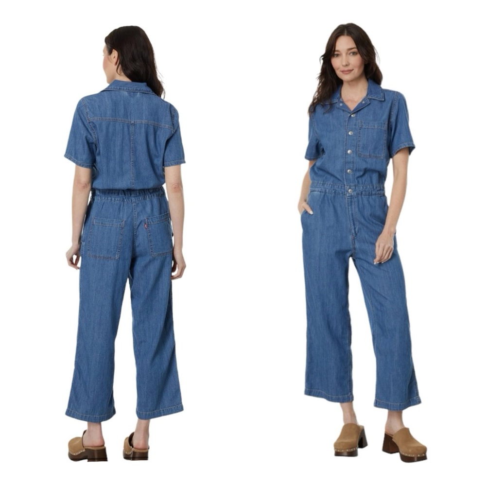 Levi’s Women’s XL Short Sleeve Heritage Jumpsuit Cropped Denim Blue